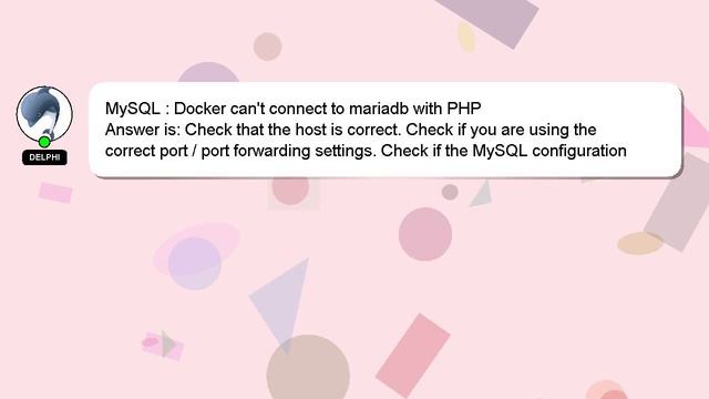 MySQL : Docker can't connect to mariadb with PHP смотреть онлайн