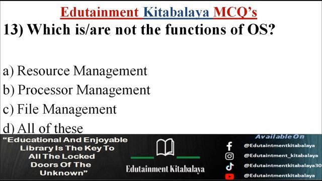 Operating System 25 MCQ's (Part-1) || Introduction to Operating System And It's Function In English смотреть онлайн