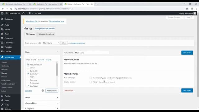 Step 23: How to add a Navigation Menu | The Conference Pro WordPress Theme смотреть онлайн