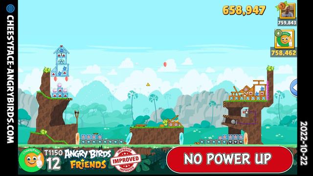 Angry Birds Friends Improved Score Level 12 Tournament 1150 NO Power UP Walkthrough смотреть онлайн