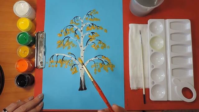 Рисуем осеннюю берёзу смотреть онлайн