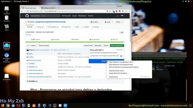 Zsh script - instala con temas Ho My Zsh - git-core - screenfetch смотреть онлайн