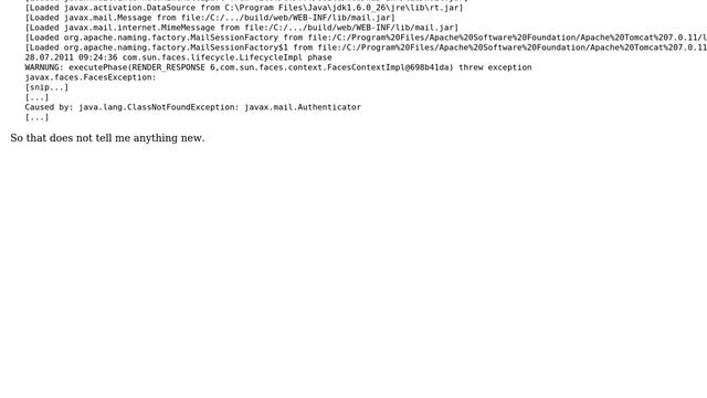 DevOps & SysAdmins: Webapp causes java.lang.ClassNotFoundException: javax.mail.Authenticator смотреть онлайн