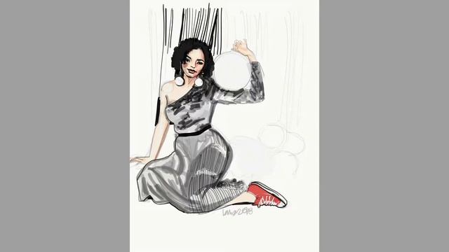Fashion Illustration on iPad Pro: Drawing crushed velvet in Adobe Draw App
