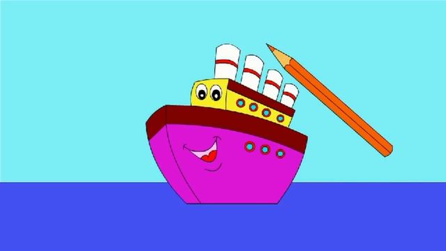 Мультик - Раскраска для малышей. Раскрашиваем пароход. Учим цвета смотреть онлайн