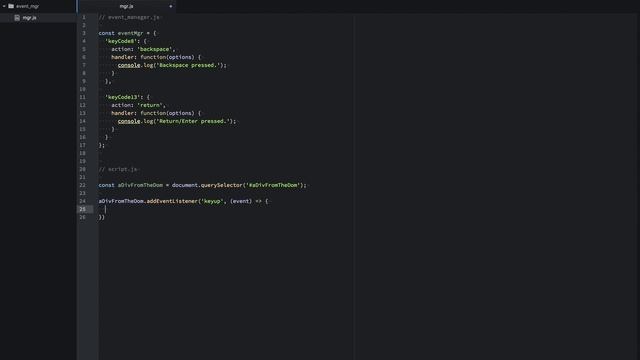 Creating a keyboard events manager in JavaScript, without using switch or if..else-if statements смотреть онлайн