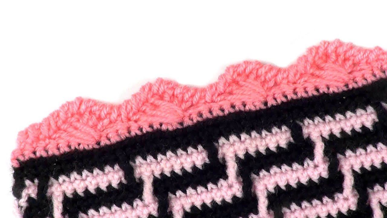 Обвязка края Уголки с перекрещенными столбиками смотреть онлайн
