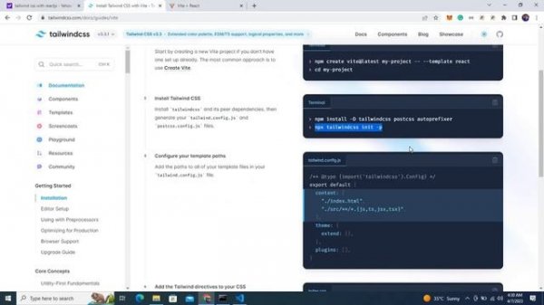 how to install tailwind css in react | vite react