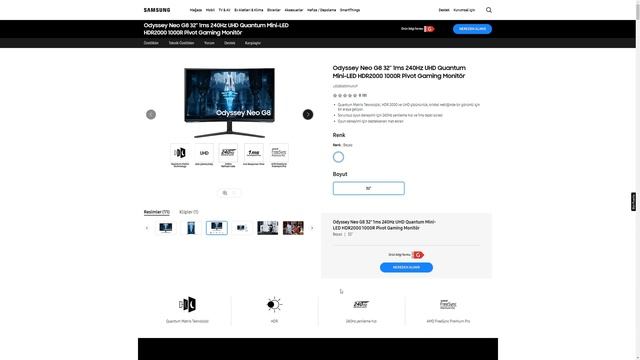 ''Samsung Odyssey G8'' Quantum Mini-Led 4K 240Hz 1ms Monitör смотреть онлайн