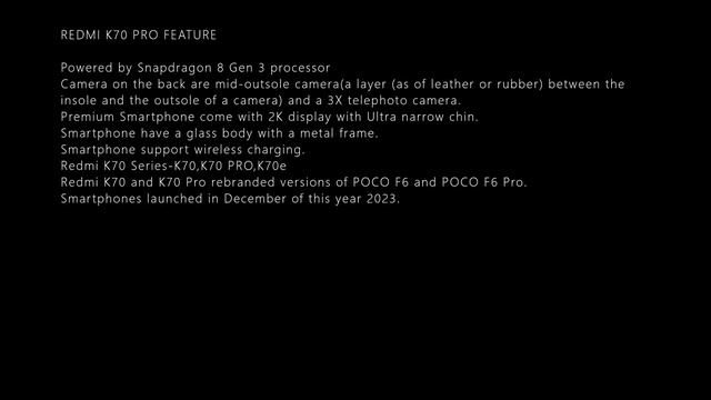 REDMI K70 PRO KEY SPECS DETAILS LEAKS смотреть онлайн
