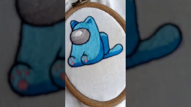 вышивка гладью котëнок Амонг ас / Among us, брелок ручная работа, ручная вышивка смотреть онлайн