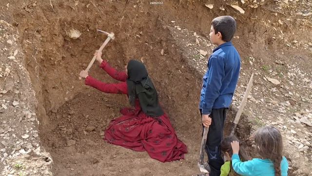 The Saga Of Angel And Their Children Building An Underground Home | Innovation In Nomadic Life