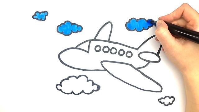 Рисунок самолет. Как нарисовать самолет. Рисунки для детей. РАСКРАСКИ РАЗВИВАШКИ смотреть онлайн