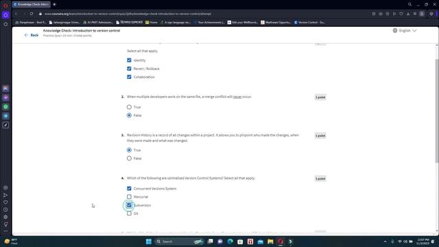 Knowledge Check: Introduction to version control Coursera | Version Control смотреть онлайн