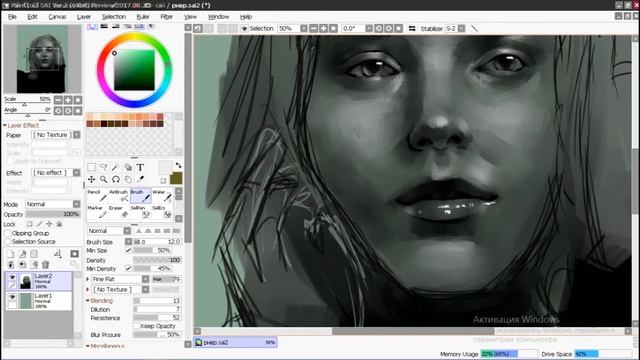 speedpaint (Paint Tool Sai 2) Портрет девушки смотреть онлайн