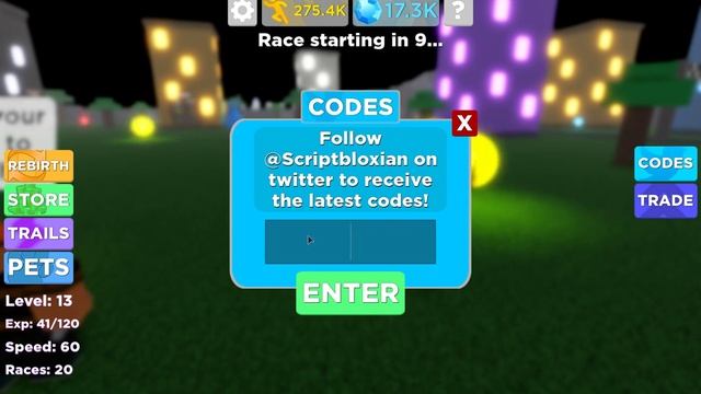 Roblox Legends Of Speed Simulator Codes смотреть онлайн