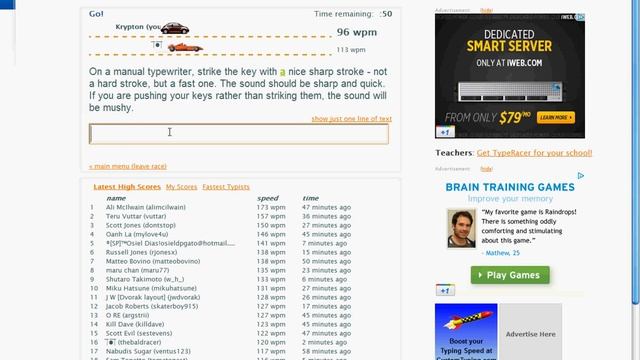 Typeracer.com - Online Typing Racing Test смотреть онлайн