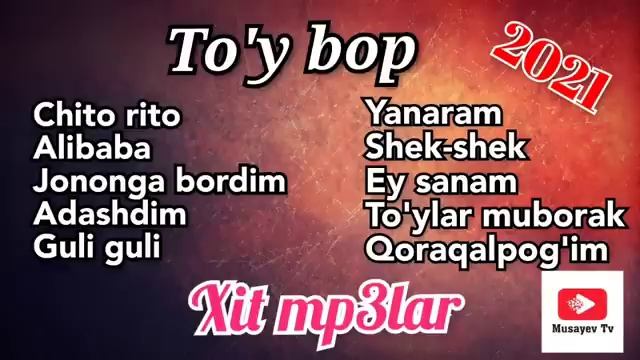 TO'Y BOP SHO'X QO'SHIQLAR ?????? смотреть онлайн