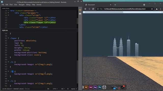 Horizontal scroll parallax - html css js смотреть онлайн