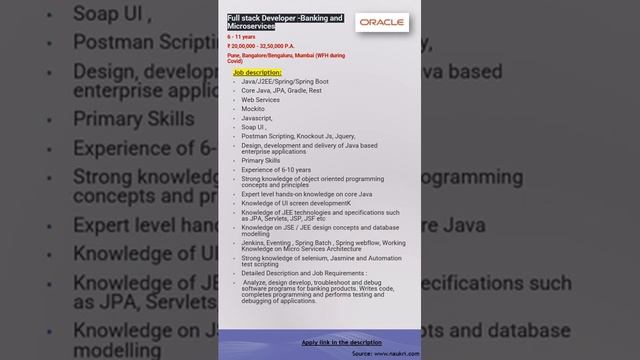 Oracle | Full stack Developer -Banking and Microservices смотреть онлайн