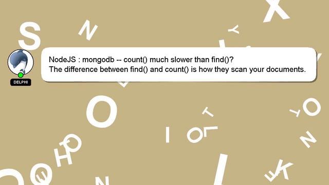 NodeJS : mongodb -- count() much slower than find()? смотреть онлайн