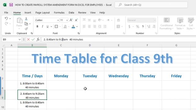 How to Create Time Table for Any Class in Ms Excel || How to make timetable in Excel смотреть онлайн