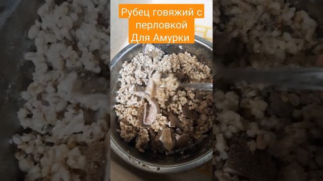 ужин Немецкой овчарки говяжий рубец и перловая каша