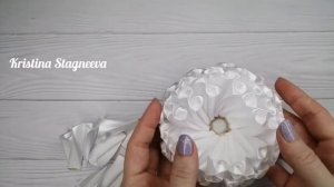 Пышный бант из атласных лент. МК