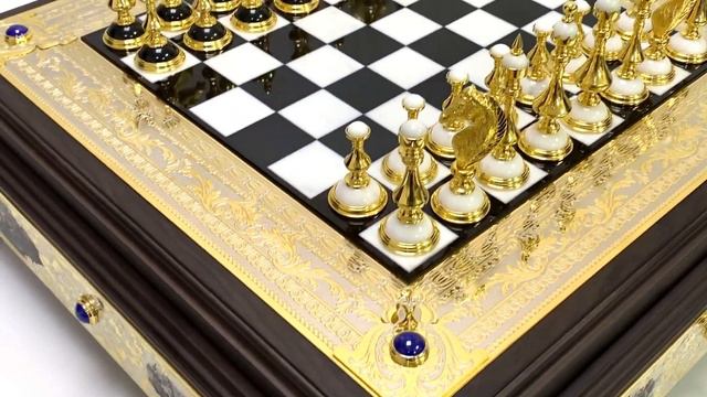 Шахматный ларец из камня и дерева "Баталия" ручная работа Арт: 3330500 смотреть онлайн