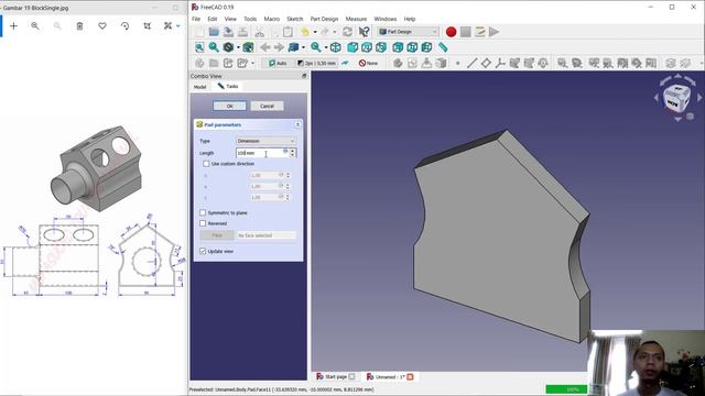 Exercise 19 FreeCAD Single Block Part Design Tutorial For Beginner смотреть онлайн