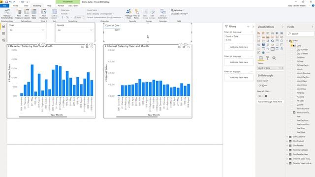 Power BI - Default current month - Relevant date table - Current and previous X weeks in visual смотреть онлайн