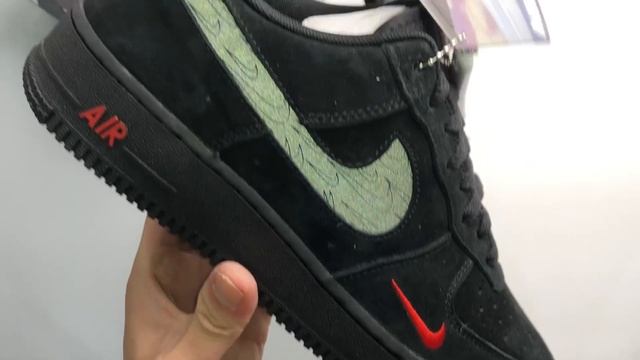 Nike Air Force 1 Low Black Light Crimson DZ4514 001 смотреть онлайн