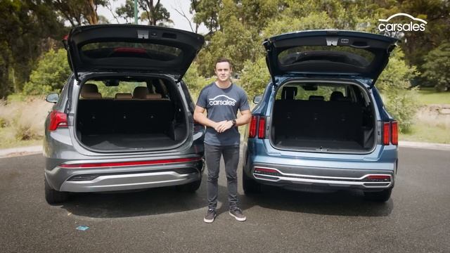 Kia Sorento V Hyundai Santa Fe 2021 Video Comparison @carsales.com.au