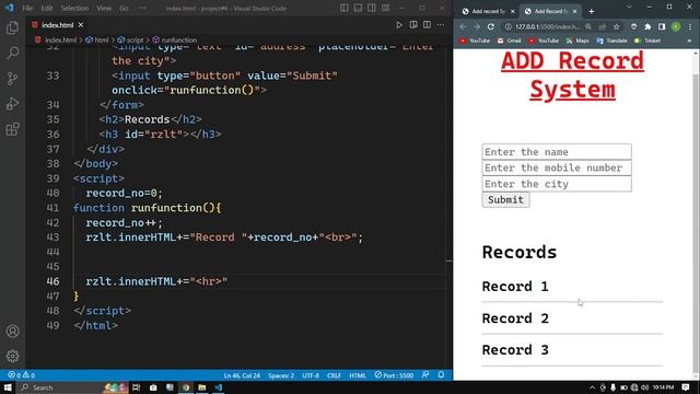 ?Add Record System using For loop in JavaScript in Hindi? | ?project# 6 смотреть онлайн