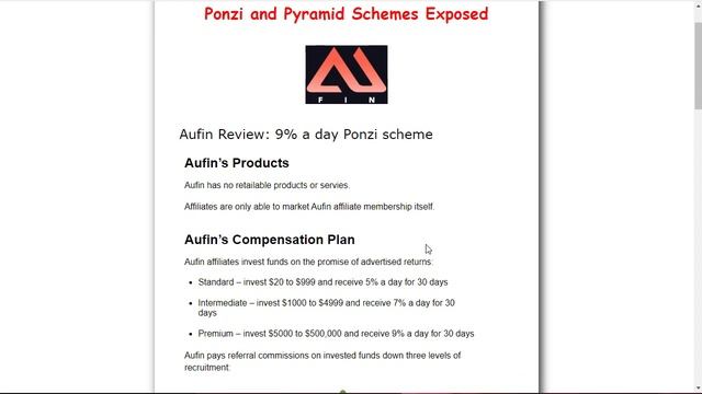 Aufin Review: 9% a day Ponzi scheme смотреть онлайн