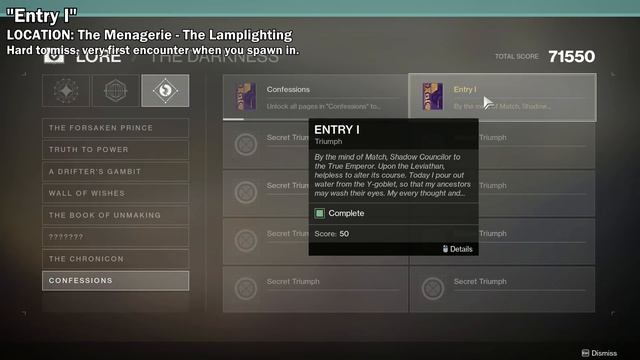 The Menagerie Lore Item Location #1 "Confessions: Entry I" [Destiny 2 Season of Opulence] смотреть онлайн