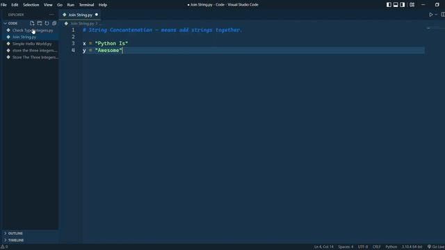 Python - Join Two String Using '+'. смотреть онлайн