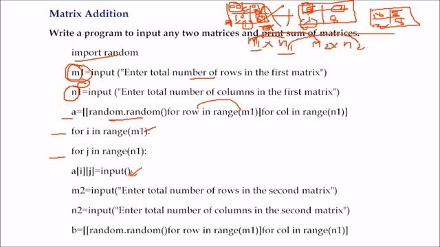 MATRIX ADDITION USING LISTS IN PYTHON LANGUAGE смотреть онлайн