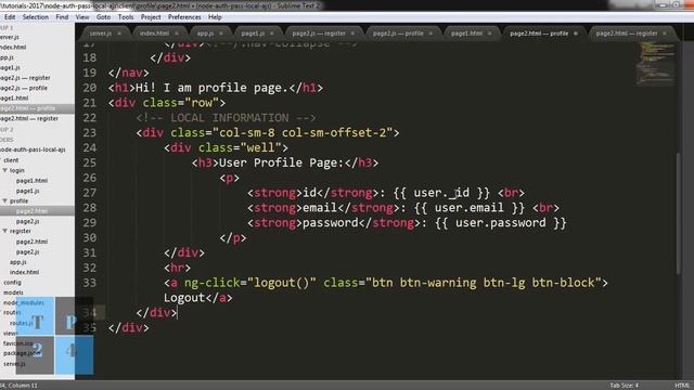 Node.js Authentication App [Part-4] : Using Passport-local, Express 4, MongoDB and AngularJS смотреть онлайн