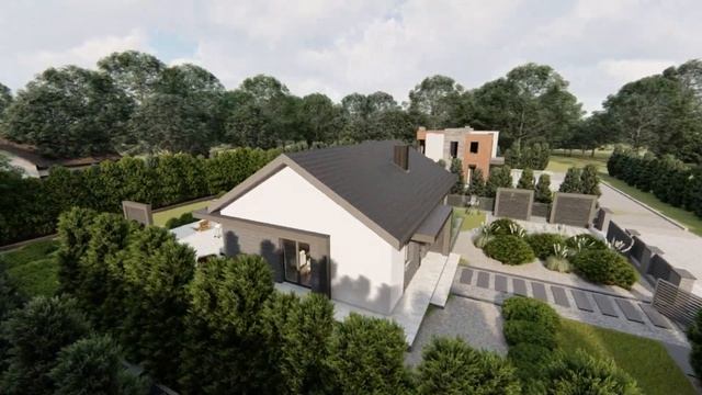 Z473 Классический одноэтажный дом с двускатной крышей смотреть онлайн