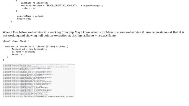 Salesforce: Null.Pointer Exception is getting when i calling from php смотреть онлайн