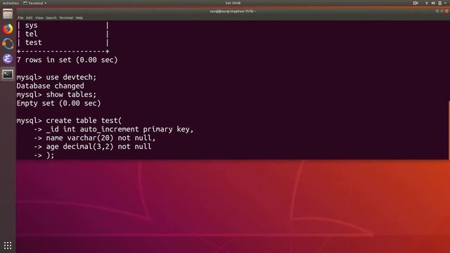 MySQL Tutorial 2 : Create and Delete Table in Ubuntu Linux смотреть онлайн