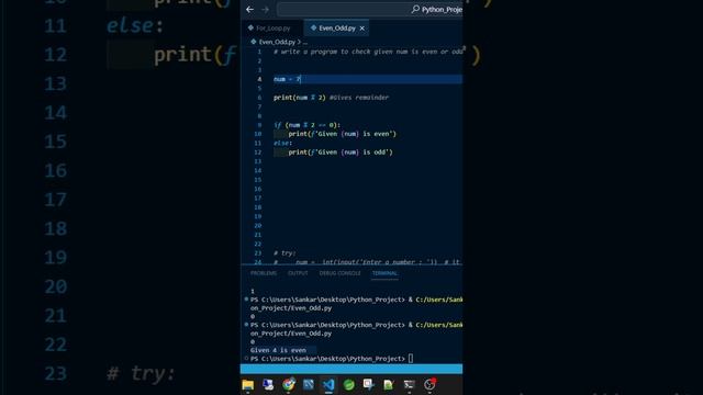 How to Check given number is even or odd || if else in python || get input from user смотреть онлайн