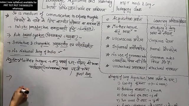 Language Acquisition and learning|भाषा अर्जन एवं अधिगम | हिंदी/english pedagogy for htet PRT TGT PG смотреть онлайн