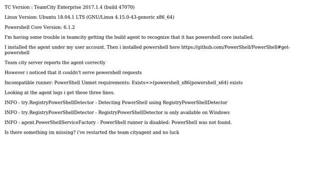 TeamCity Agent on linux doesn't recognize Powershell core Ubuntu 18.04.1 LTS (2 Solutions!!) смотреть онлайн