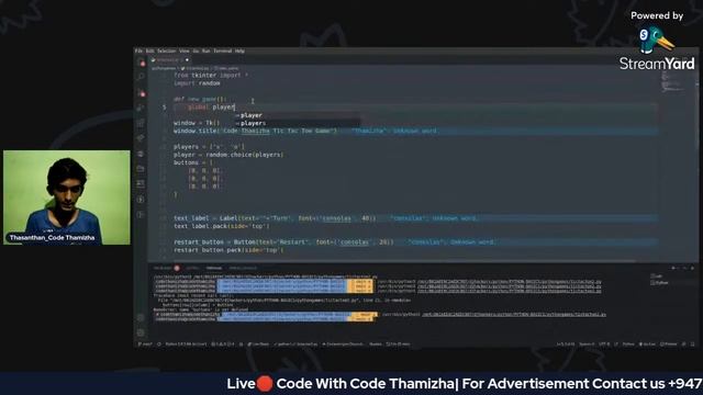 Build Tic Tac Toe Game using Python || Live Code With Code Thamizha смотреть онлайн