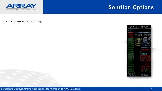 ARRAY Solution: Mainframe to Cloud, Modernizing Mainframe COBOL Applications to Cloud Native on AWS смотреть онлайн