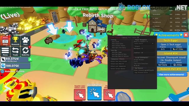[UPDATE 7] Roblox Clicker Simulator Script Hack GUI: Auto Open Egg, Unlock Gamepass, Steampunk Pets смотреть онлайн