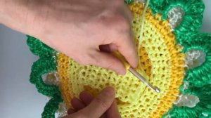 Вязание крючком мочалки «Ромашка». Ручка.