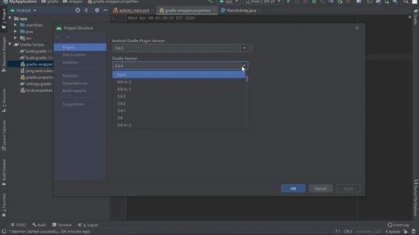 Minimum supported Gradle version is 5.6.4 Current version is 5.6.3. If using the gradle wrapper
